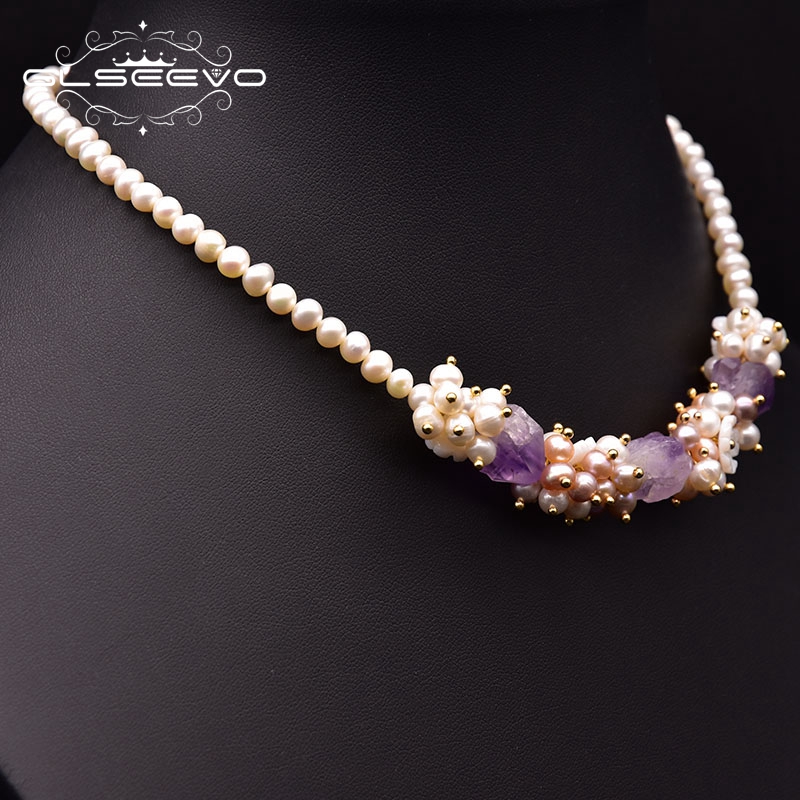Pearl Trim Chain - GLSEEVO Collana corta di perle d'acqua