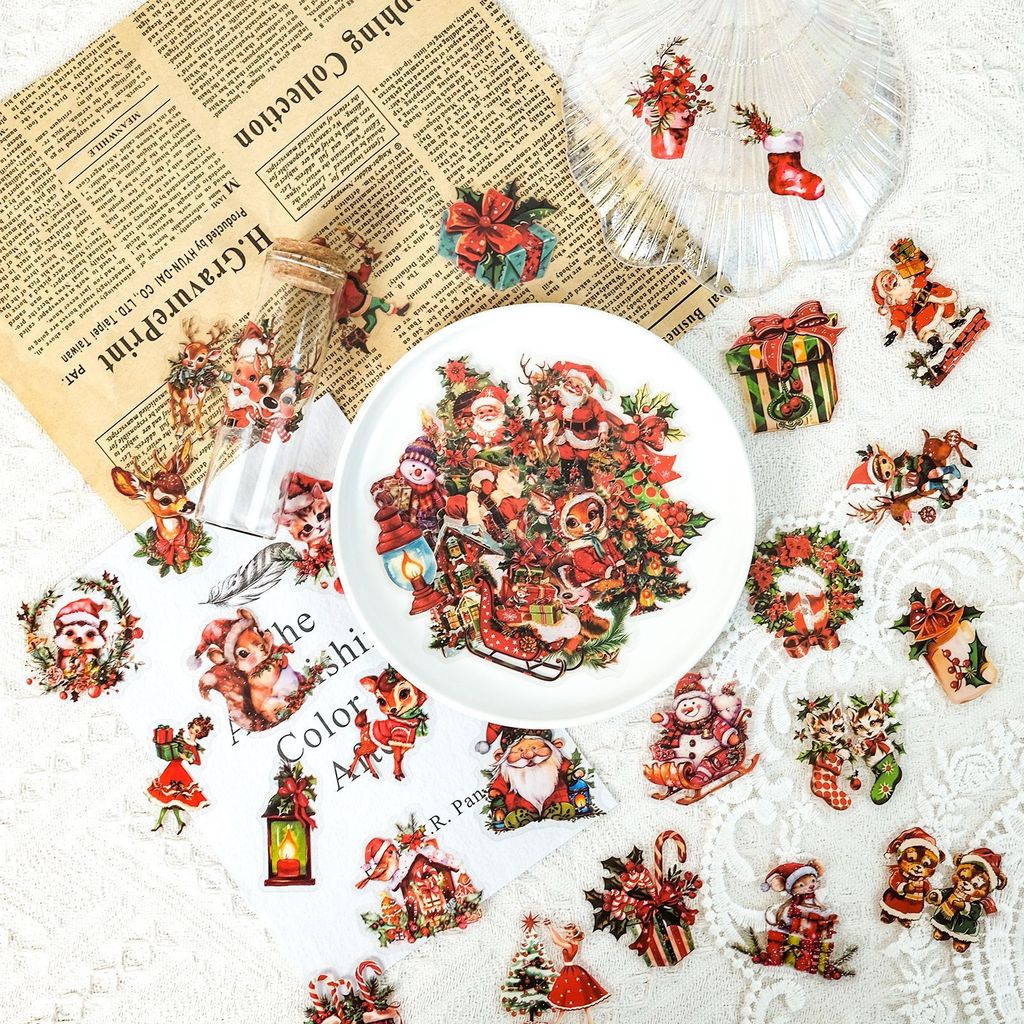 Christmas Craft Embellishment - 50 Adesivi in PET a Tema