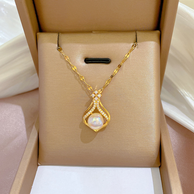 Pearl Trim Chain - Collana da donna elegante con perle