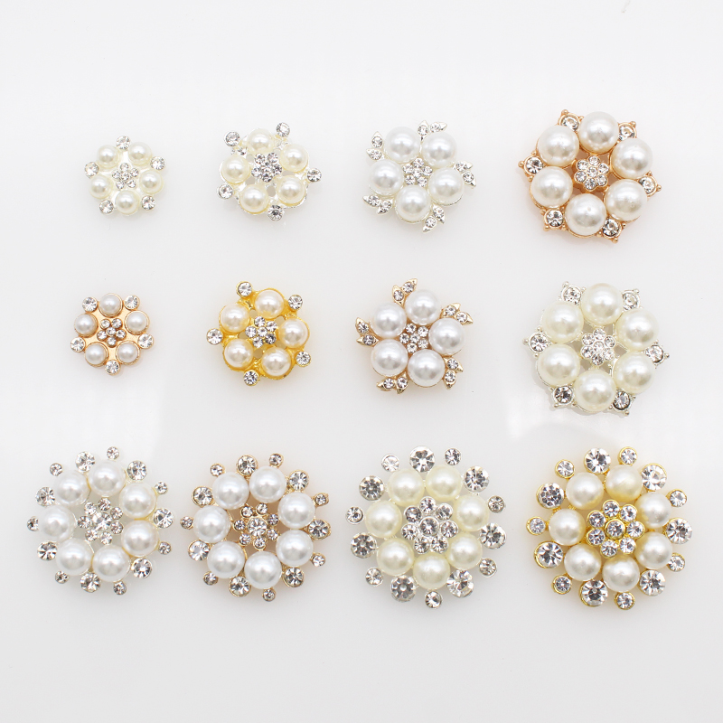 Sew On Rhinestone - 10 pezzi in lega oro/argento perla